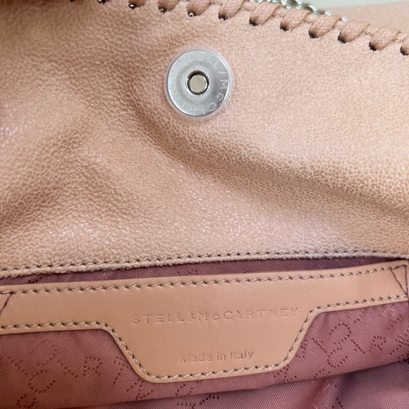 New Stella McCartney Falabella Pink Peach Vegan Suede Bag Crossbody Metal Chain - Picture 9 of 10
